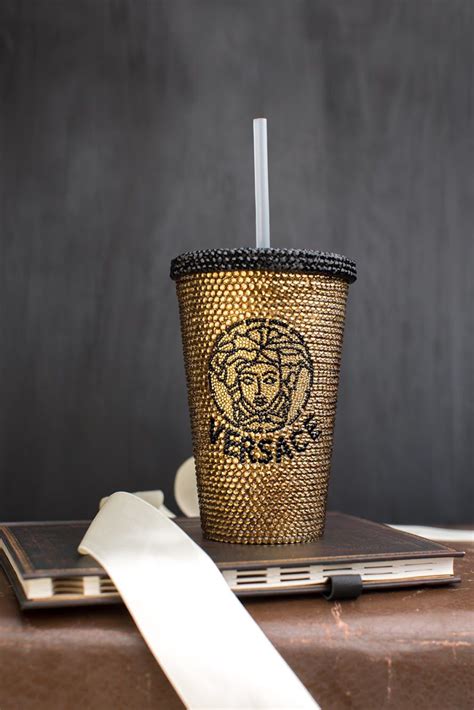 versace glass cup|Versace cup with straw.